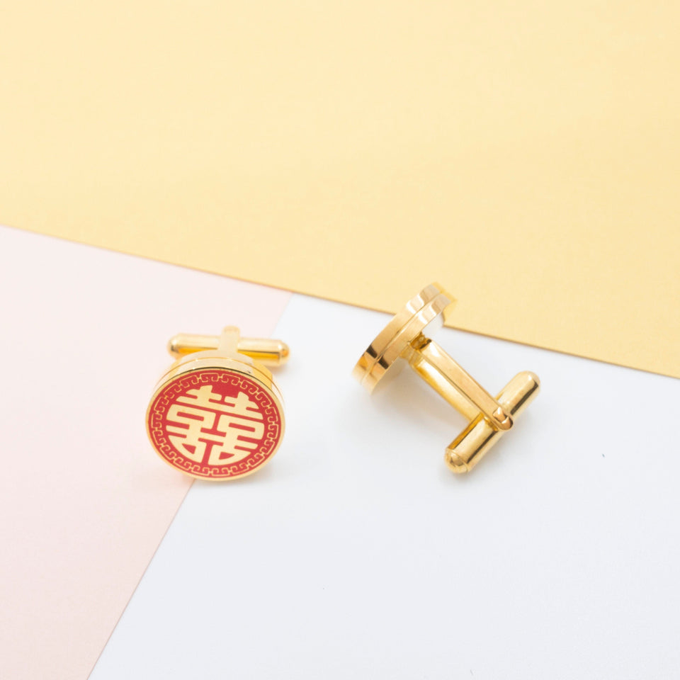 The Red & Gold Double Happiness Cufflinks