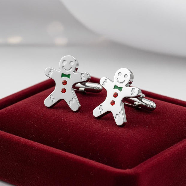Gingerbread Man Cufflinks, Holiday Christmas Cuff Links, Fun Gift for Him, Men’s Stocking Stuffer, Novelty Jewelry, Winter Party Accessory