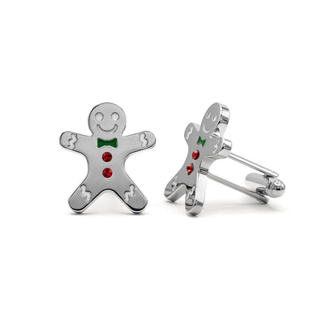 Gingerbread Man Cufflinks, Holiday Christmas Cuff Links, Fun Gift for Him, Men’s Stocking Stuffer, Novelty Jewelry, Winter Party Accessory