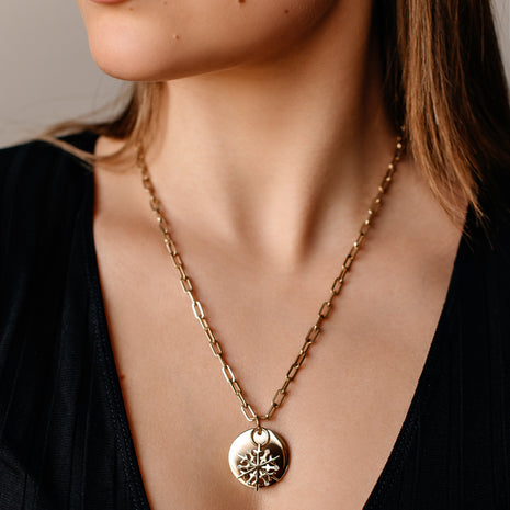 Snowflake Disc Pendant Necklace