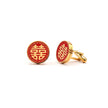 Double Happiness Cufflinks, Chinese Wedding Gold Cufflinks, Red Enamel Tea Ceremony, Groom Groomsmen Gift, Traditional Chinese Jewelry