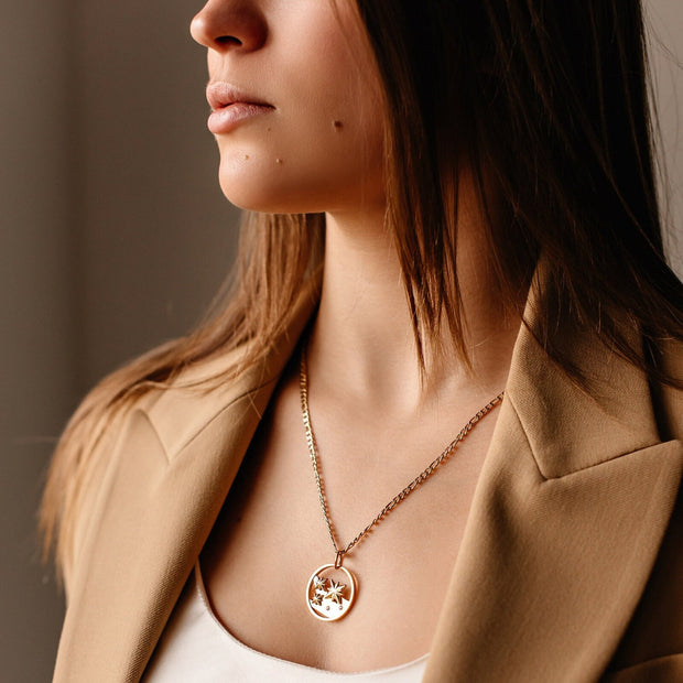 Shooting Stars Necklace Gold Celestial Bar Star Charm Layered 18K Gold Dainty Wish Necklace Gift for Her Christmas Holiday Jewelry